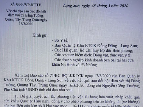 Lạng Sơn: Thông quan hàng hóa XNK cặp cửa khẩu Na Hình - Kéo Ái và Pò Nhùng - Dầu Ái từ ngày mai