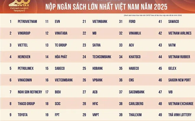 200 doanh nghiệp nộp ngân sách lớn nhất Việt Nam: Tổng nộp 794.000 tỷ đồng