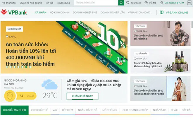 VPBank ra mắt website mới theo phong cách thương mại điện tử tích hợp trí tuệ nhân tạo